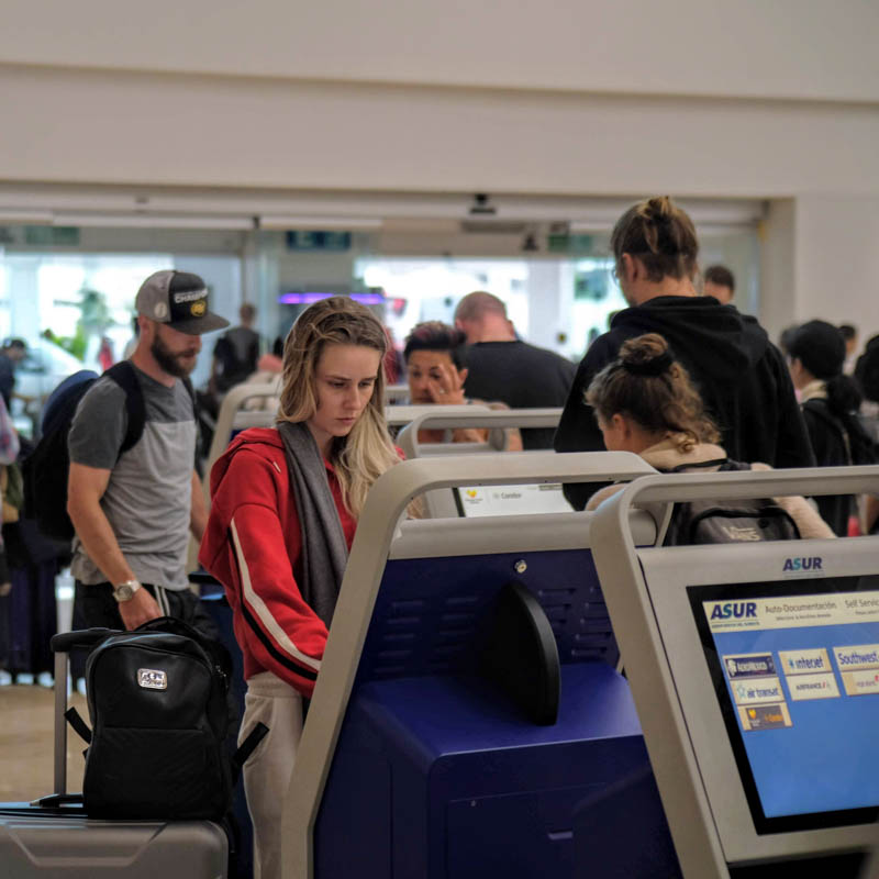 tourists at checkin