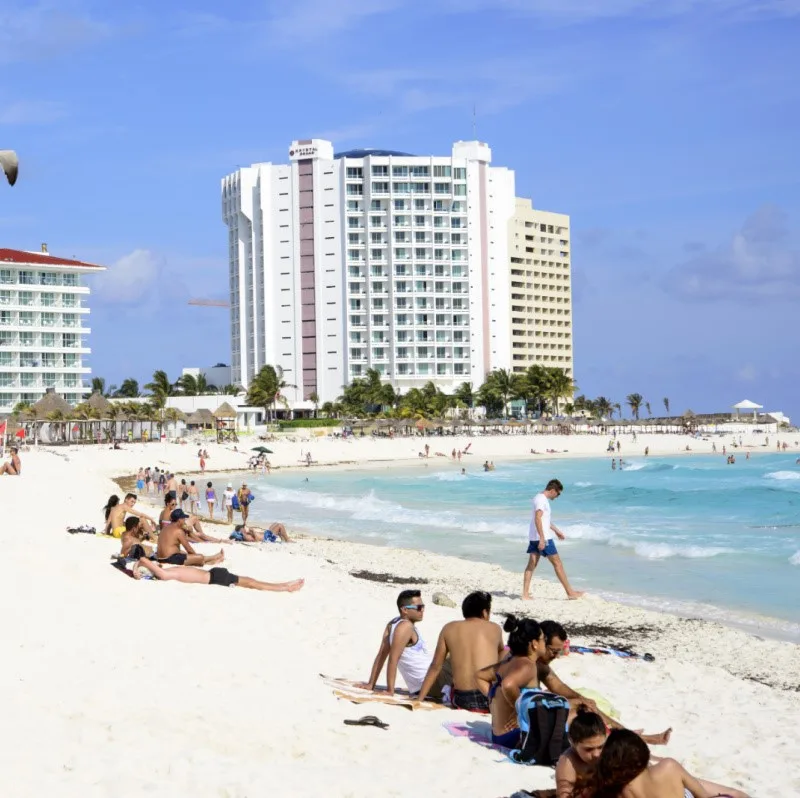 Cancun Beach with Tourists