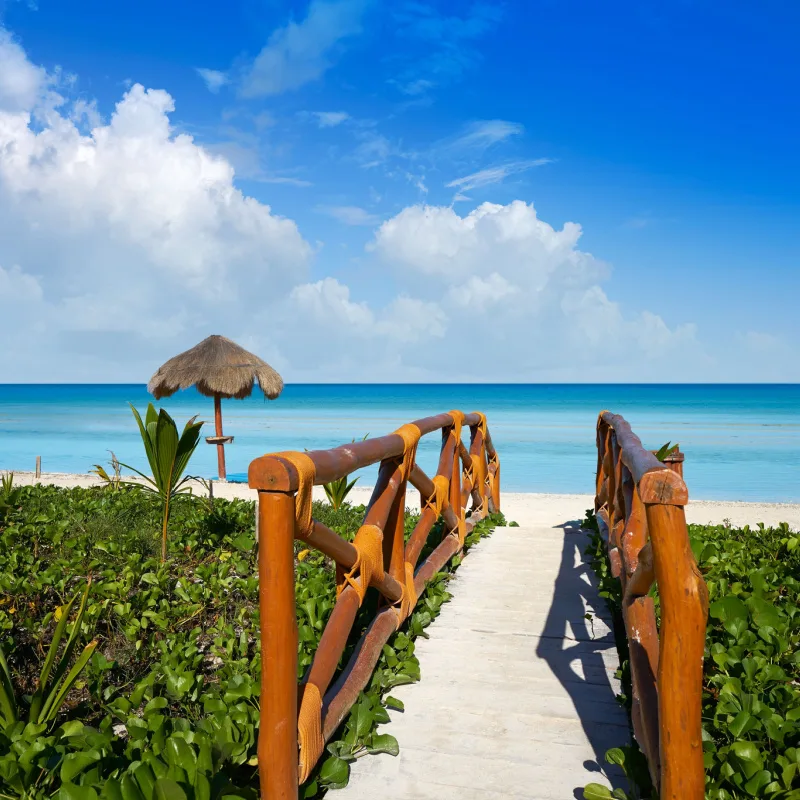 pathway to the beach on a sunny day in Holbox.