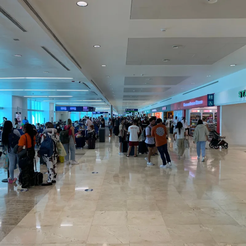 People lined up airport