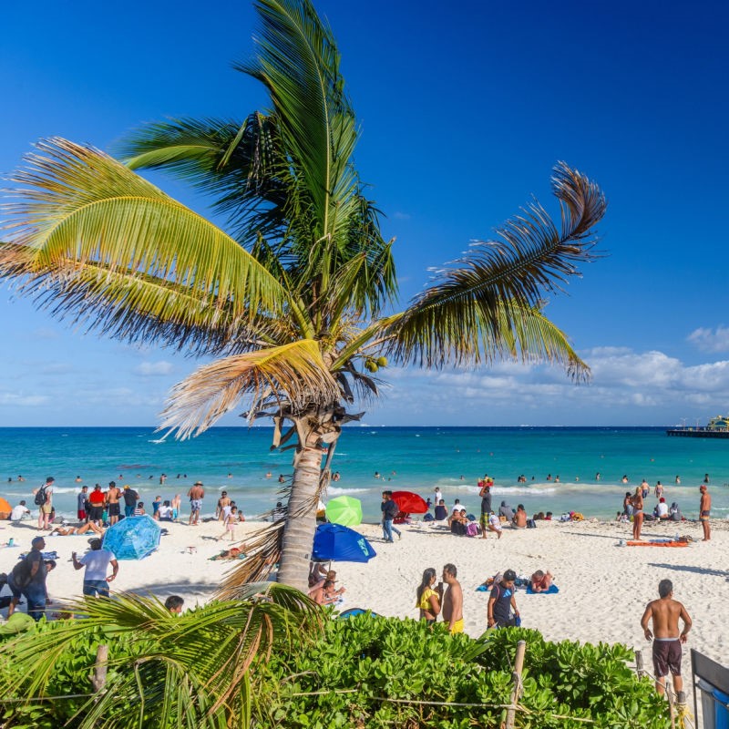 Busy Playa del Carmen Beach