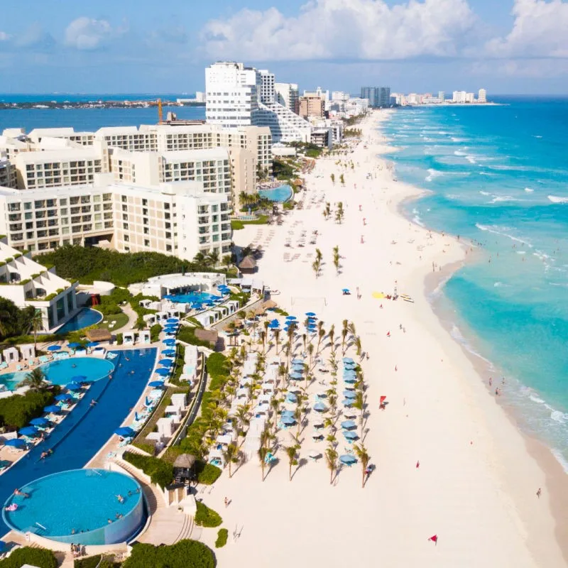 aerial view of Cancun hotel zone