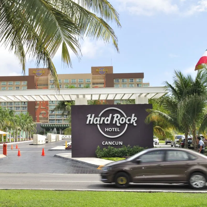 Car in Front of Cancun Hard Rock