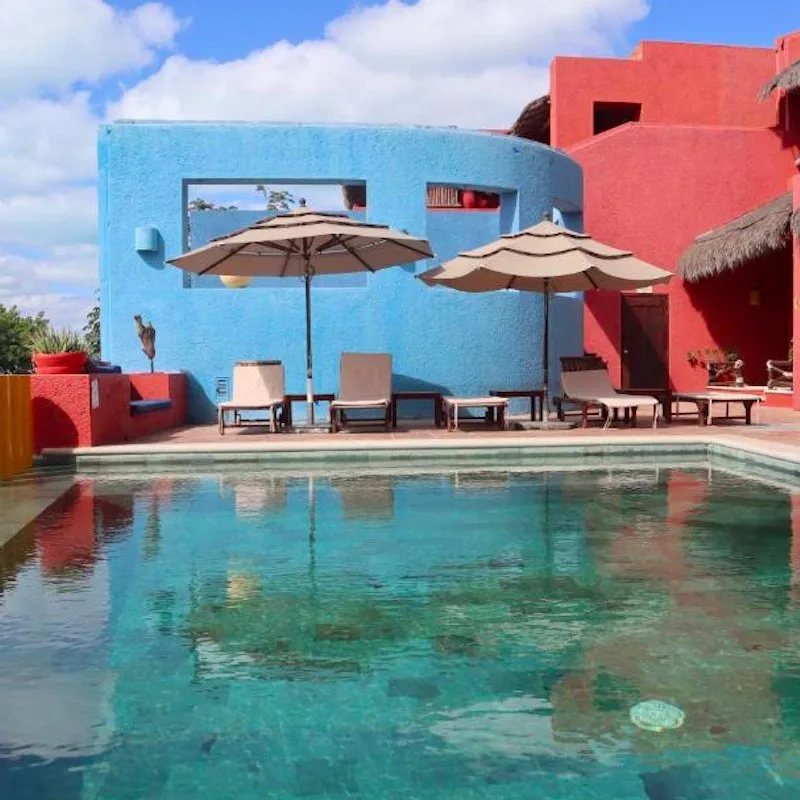 outdoor pool at Casa de los Suenos Boutique hotel in Isla Mujeres, Cancun Mexico