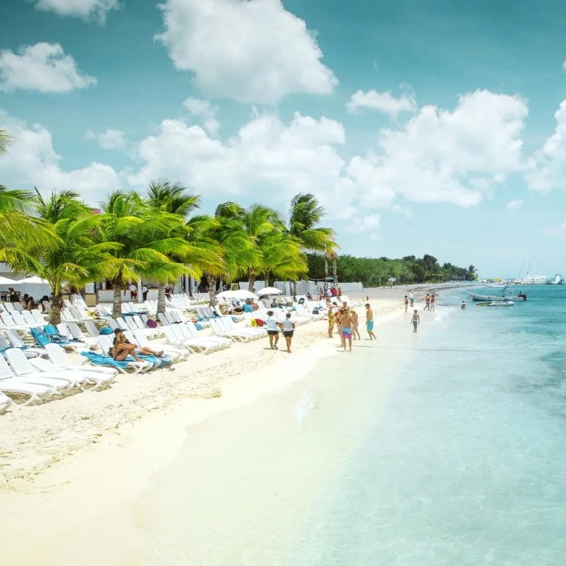 Beautiful Cozumel Beach With Tourists