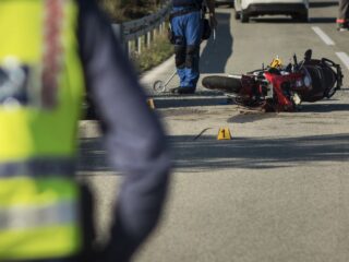 red motorcycle crash scene