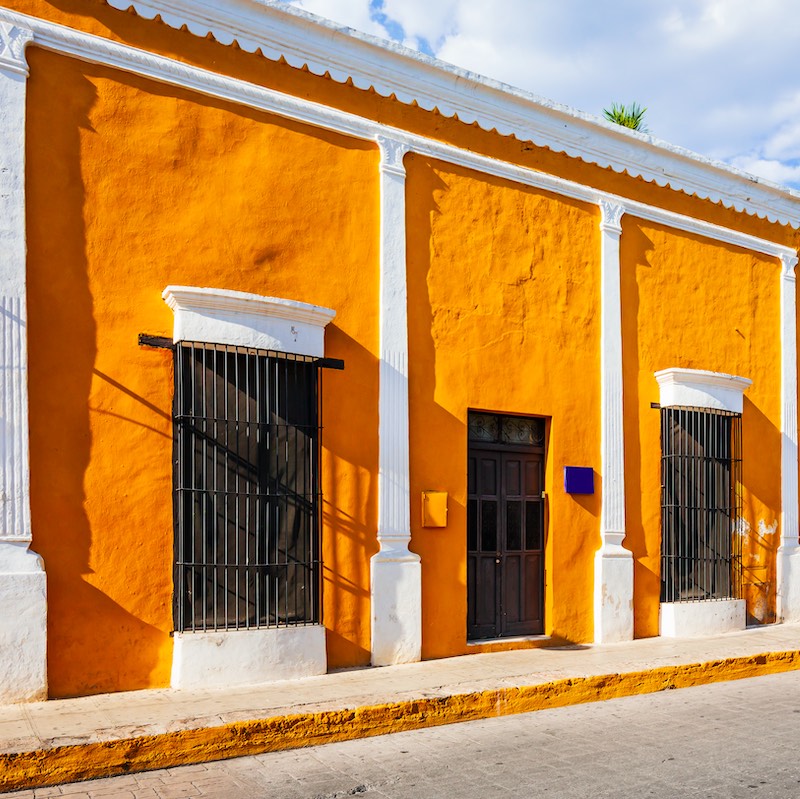 Izamal, Mexico. Street on the golden city of Izamal, in northern Yucatan.