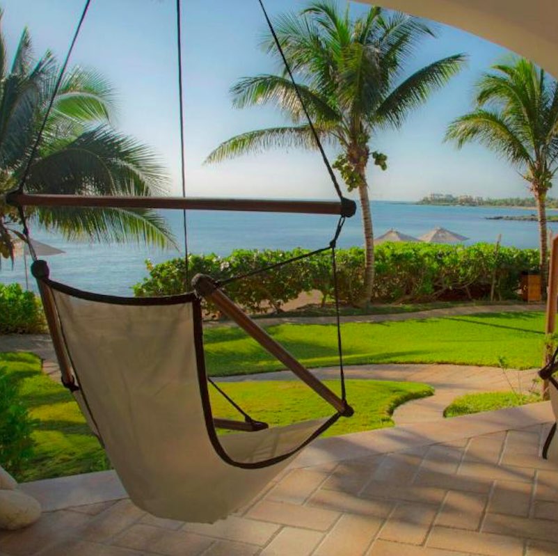 hammocks overlooking the sea at Las Villas Akumal, boutique hotel.