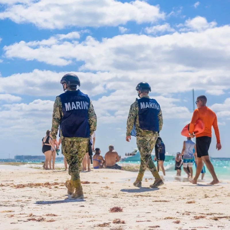 Marines Patrolling Beach