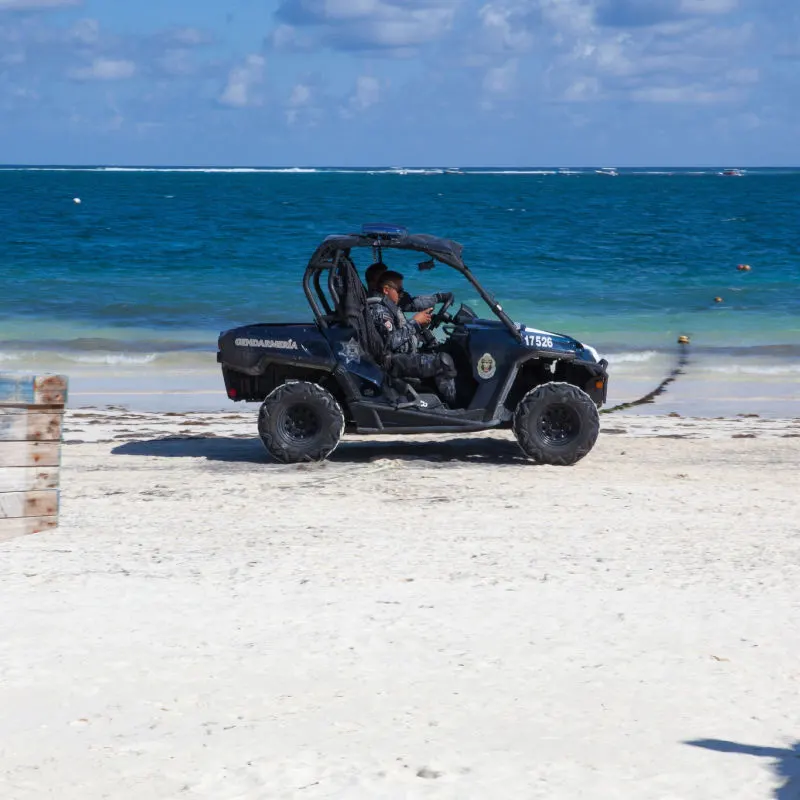 Police car on beach