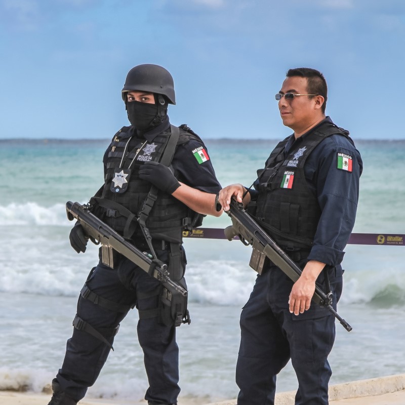 Police on Playa del Carmen Beach