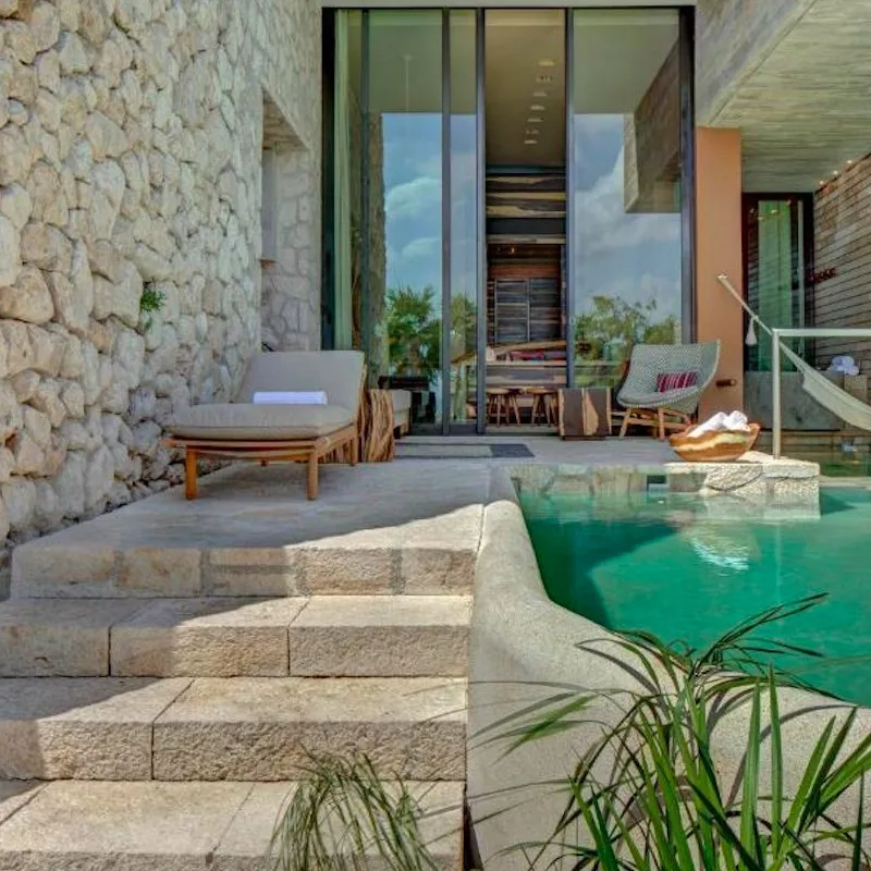 suite front beach room view at La Casa de la Playa by XCaret in Mexican Caribbean