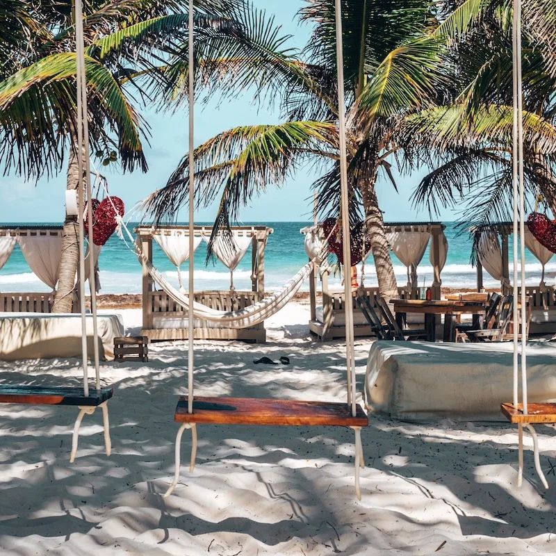 tulum beach swings