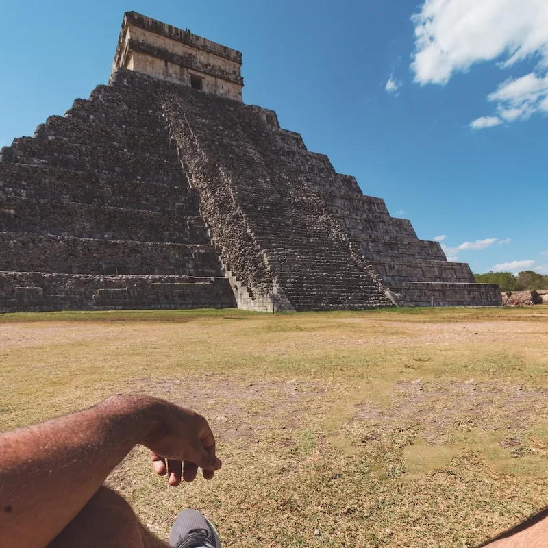 tulum mayan ruin pyramid during the day