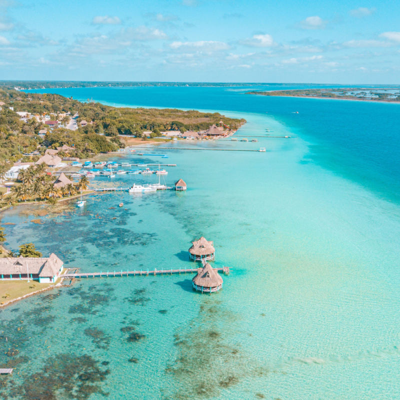 Panoramic view of Bacalar with coastline and water