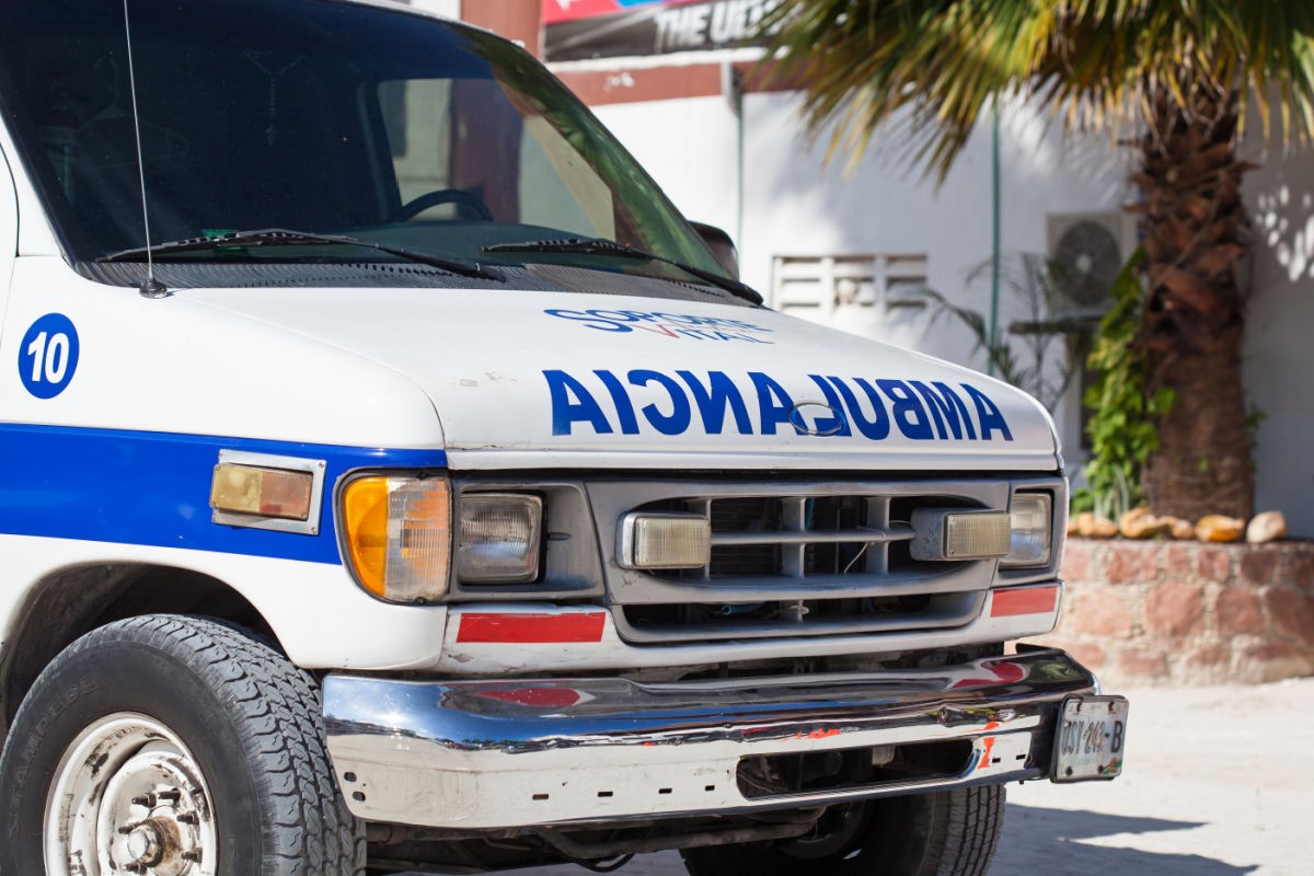 Ambulance on a Street in Cancun, Mexico