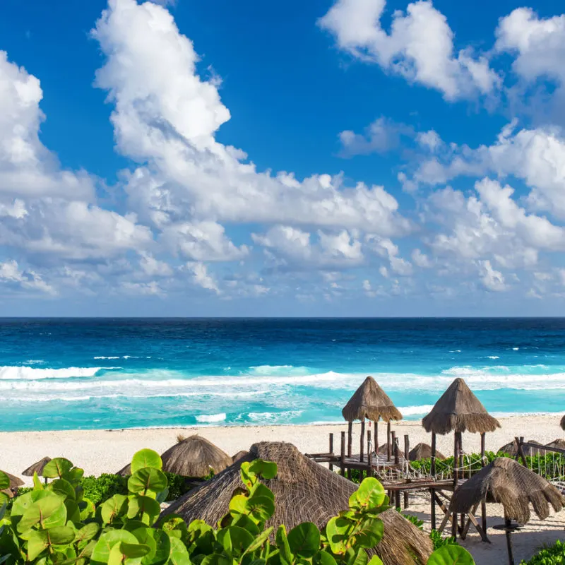 Beautiful tropical beach with good weather in Cancun