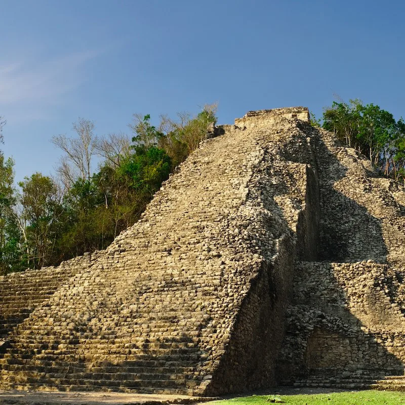 Coba Main pyramid, Nohoch Mul, highest Maya pyramid standing 40 Meters above the Mexican jungle