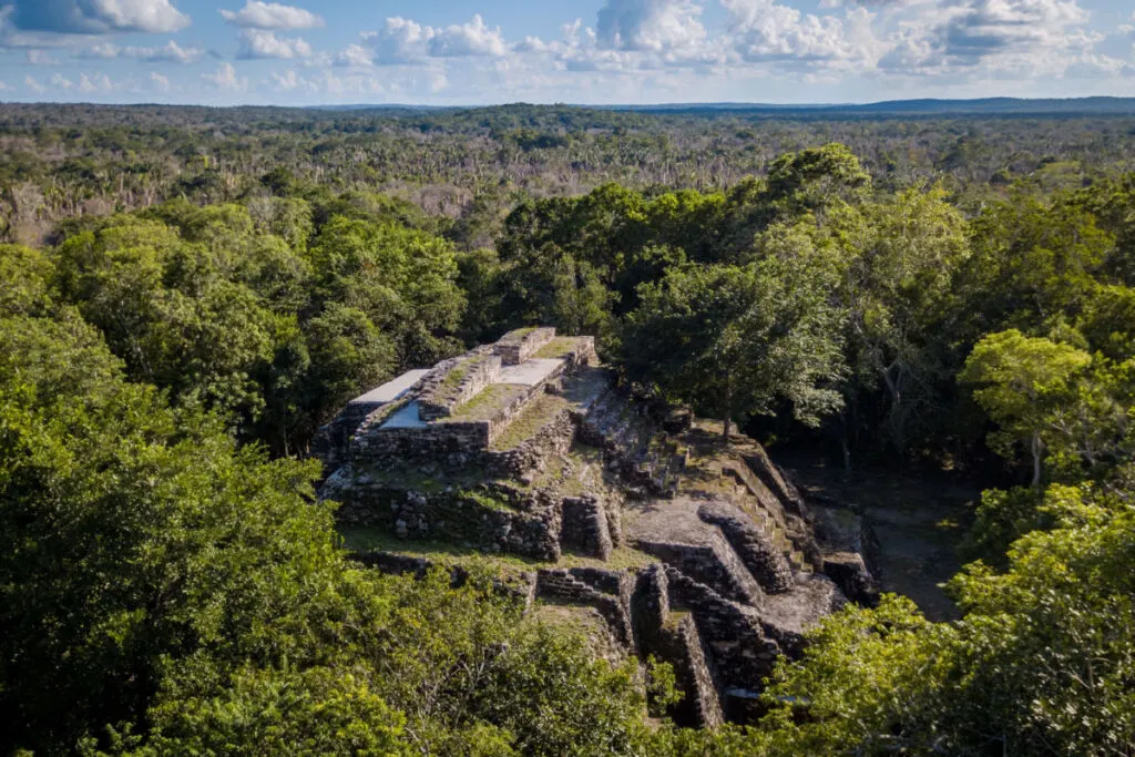 Aerial View Of the Ancient Ichkabal Maya Site and Forest