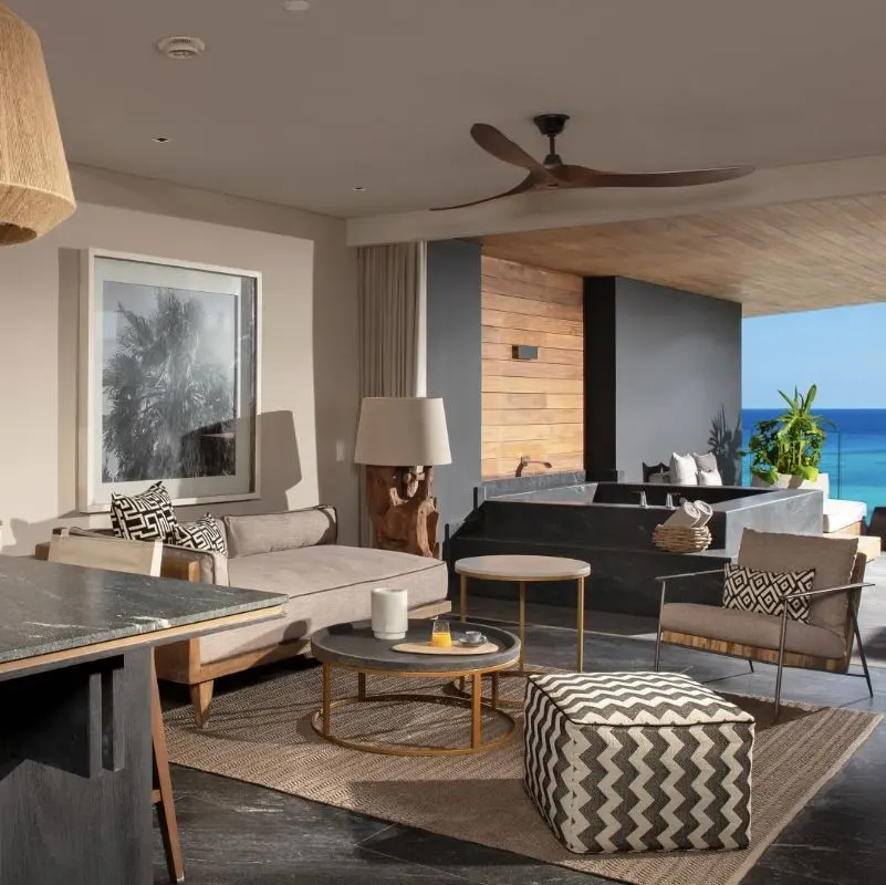 resort Master Suite Ocean view - Living Room at secrets impression moxche playa del carmen 