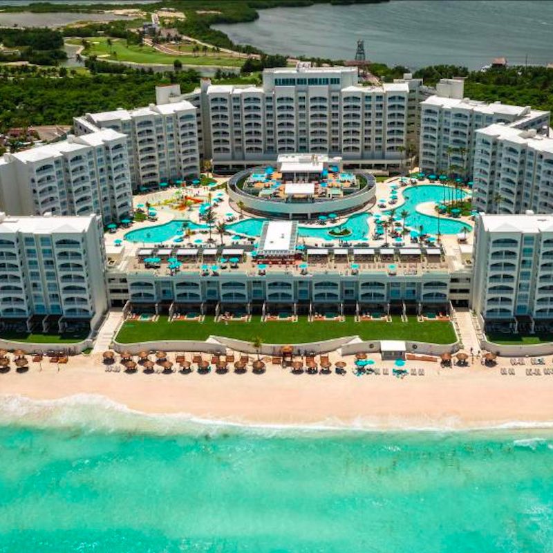 aerial view of the Royal Uno, a family-friendly resort in Cancun's Hotel Zone