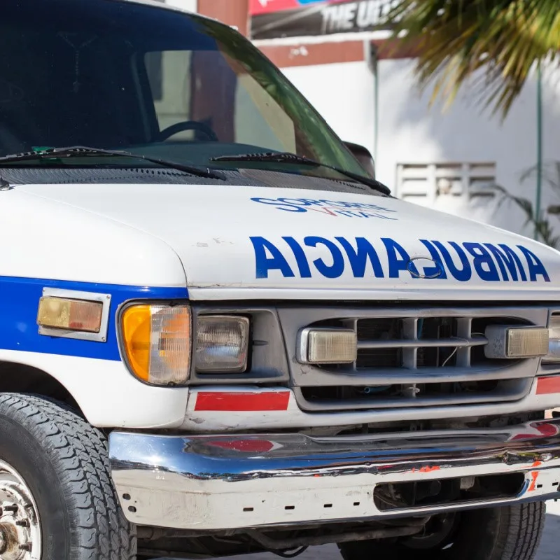 Ambulance on a Street in Cancun, Mexico