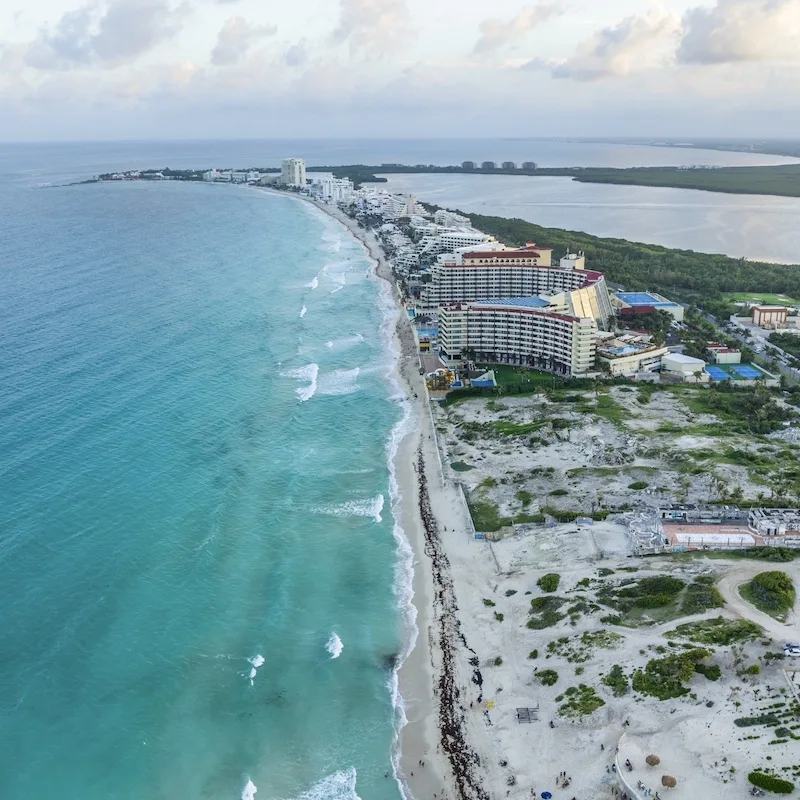 aerial view of cancun hotel zone