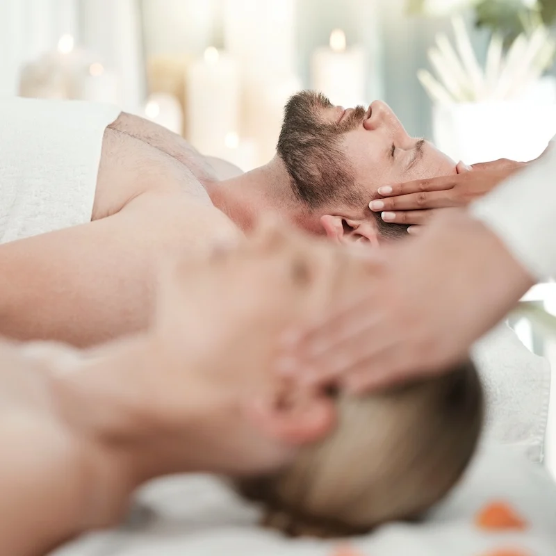 A couple receiving a relaxing massage in a Cancun resort 