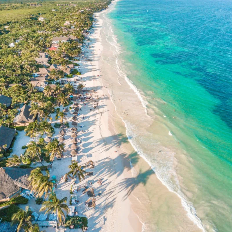 Aerial View of Tulum Beaches in Mexico