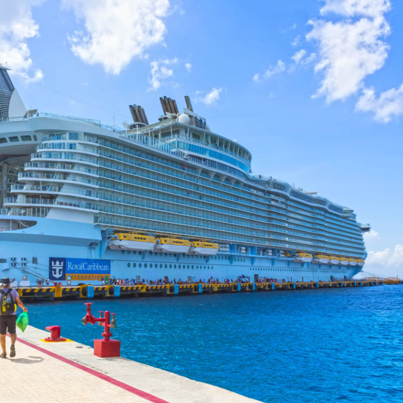 Large cruise ship docked on Cozumel port
