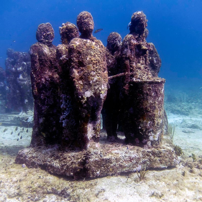 Sculpture at the Underwater Museum of Art in Isla Mujeres