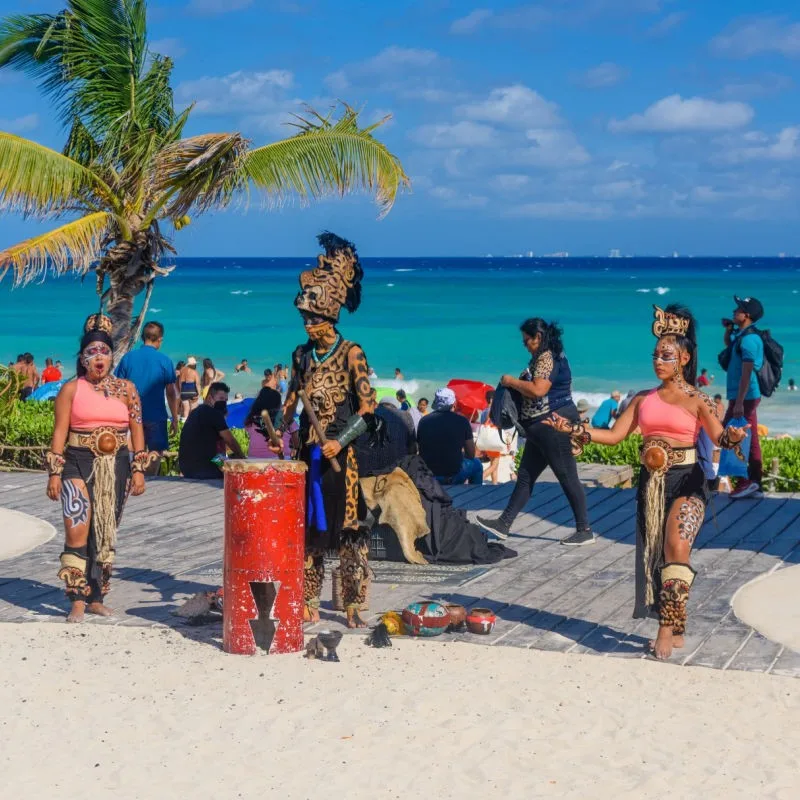 Performers Near the Beach in Playa del Carmen