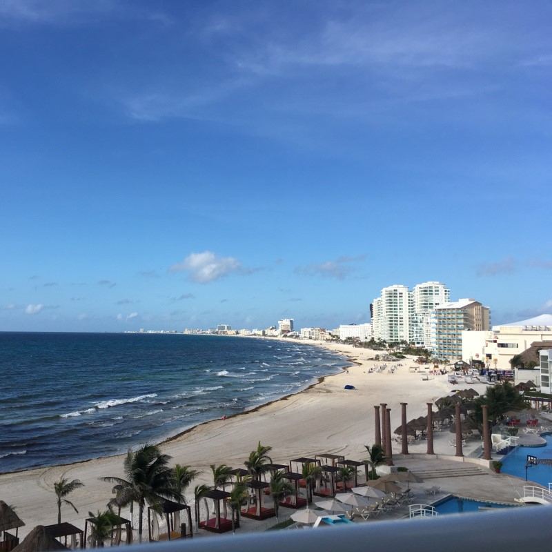 View of the Cancun Hotel Zone from a Hotel Balcony