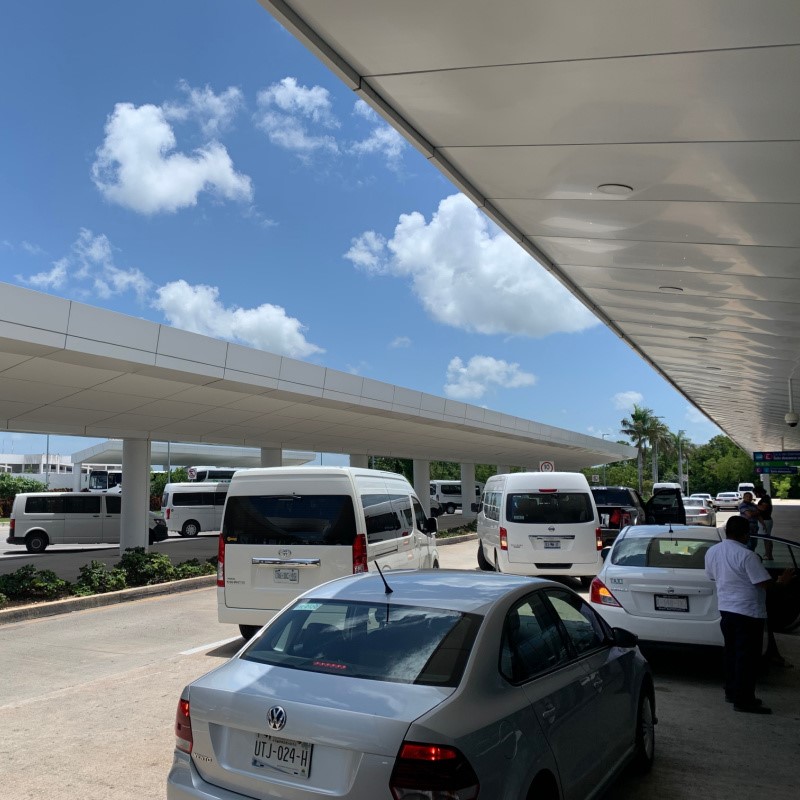 Taxis and Other Vehicles Outside of Cancun Airport