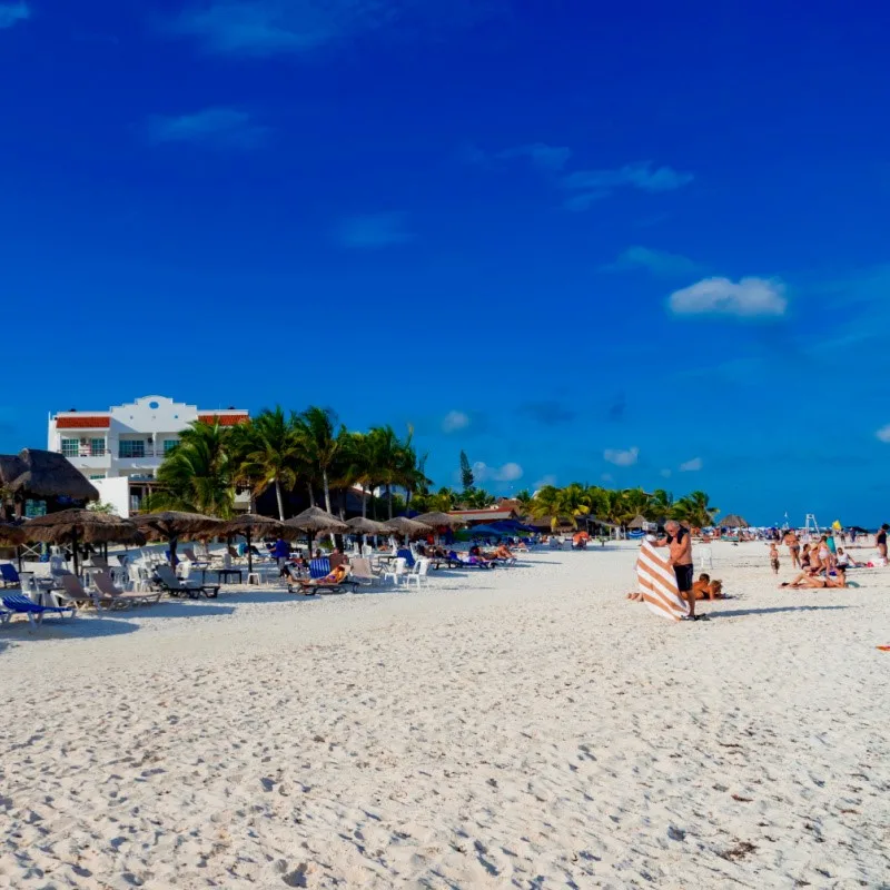 Tourists on a Puerto Morelos Beach