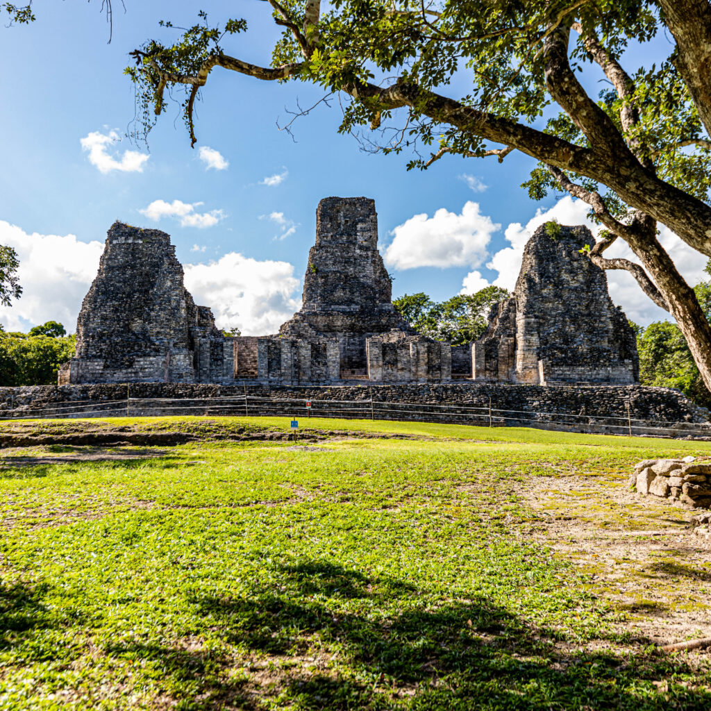 Mayan ruins during the day near Chetumal, Mexico