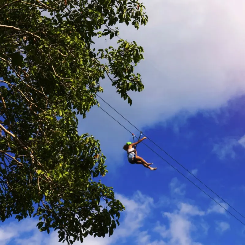 Ziplining Through the Jungle Near Cancun, Mexico