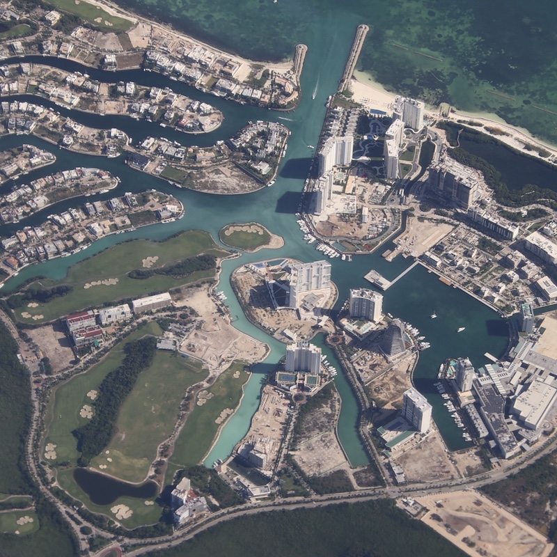 cancun hotel zone aerial