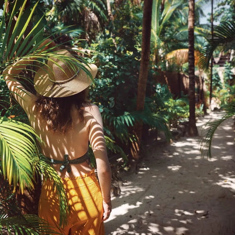 woman exploring on path