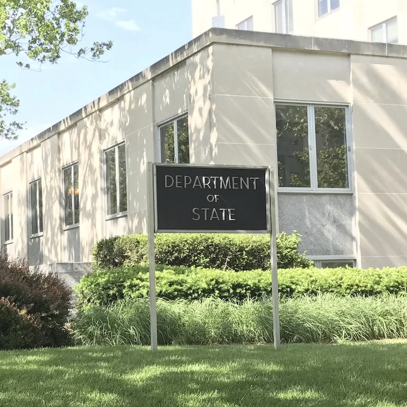 Sign in Front of the U.S. State Department