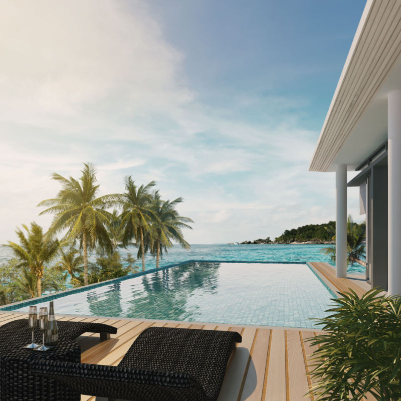 A luxurious airbnb in the Caribbean with a private pool