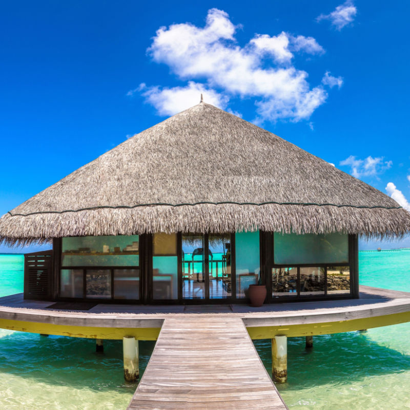 An overwater bungalow in the Mexican Caribbean