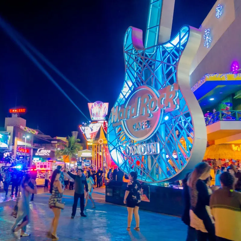 Cancun Clubs in the Nightlife Area with Tourists All Around