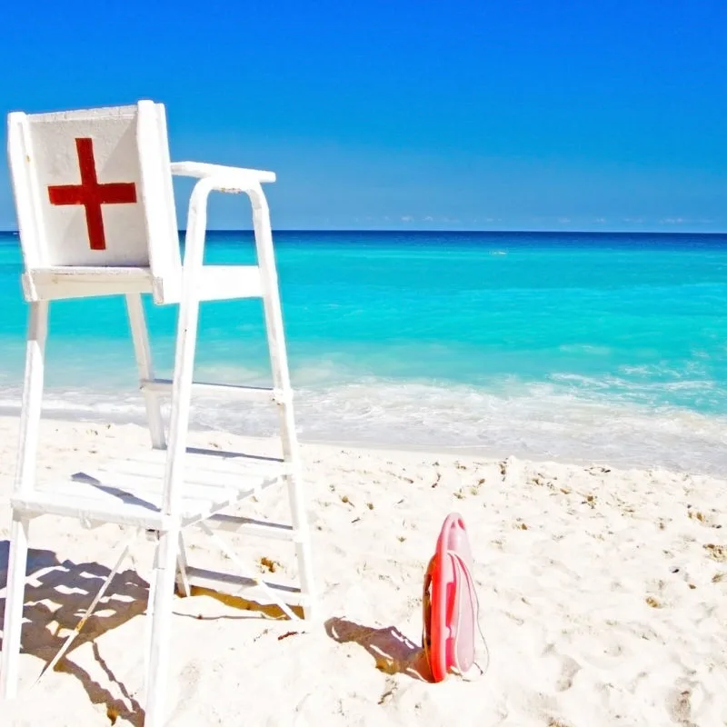 Lifeguard Sign on a Mexican Caribbean Beach