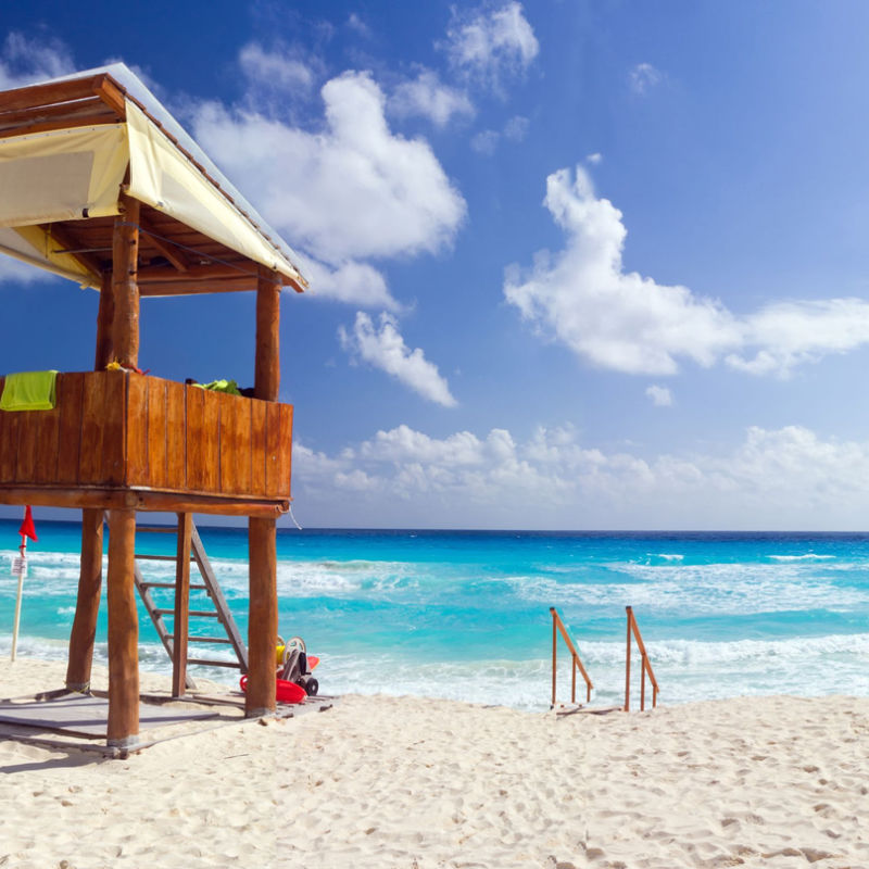 A beautiful day in a Cancun beach with warm weather