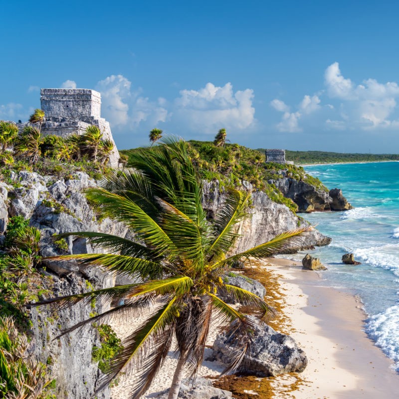 Beautiful View of the Tulum Ruins and the Mexican Caribbean