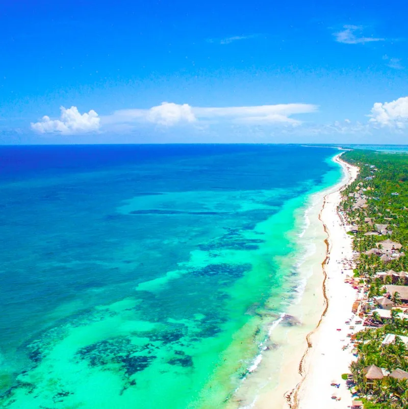 Tulum beach Quintana Roo México - drone shot.