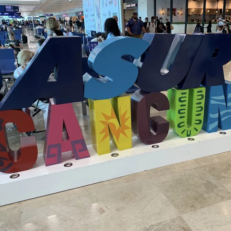 cancun airport sign