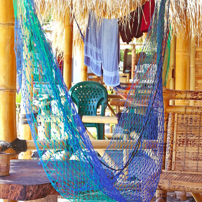 hammock in a bamboo bungalow.