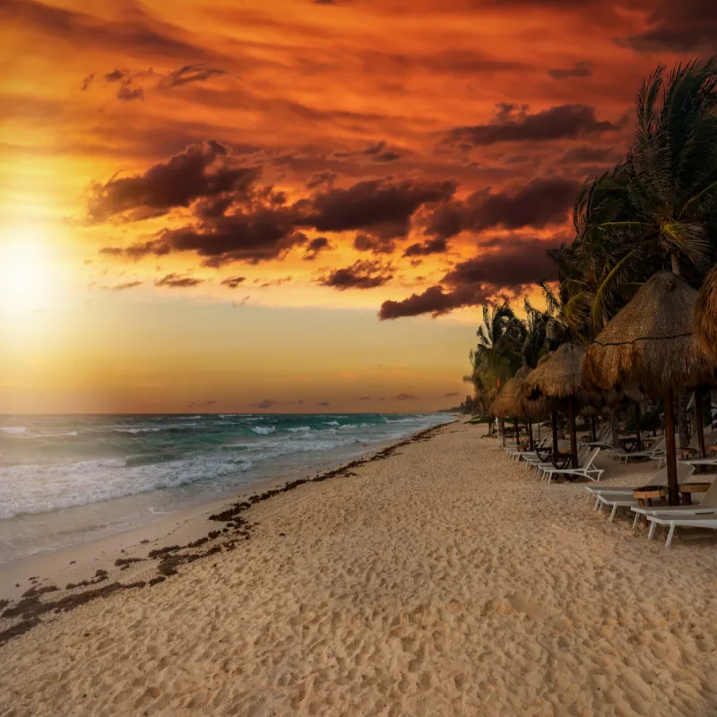 Sunset on the Riviera Maya Beach